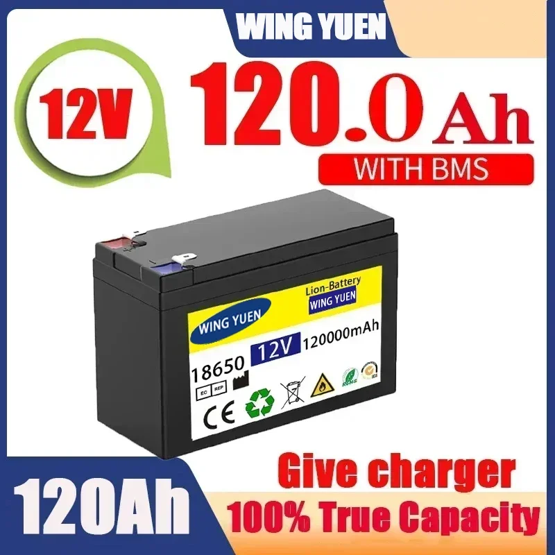 

Upgraded 12V 120Ah 18650 lithium battery Built-in BMS pack Rechargeable battery for solar energy electric vehicle battery