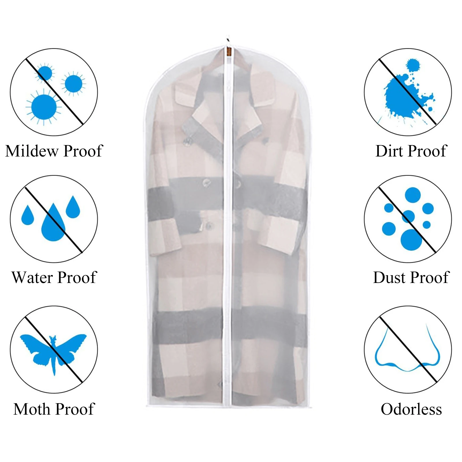 Clothes Dust Cover 2 Pieces Enlarged Thickened Suit Dress Bags Waterproof White Edge Household Hanging Clothes Bag