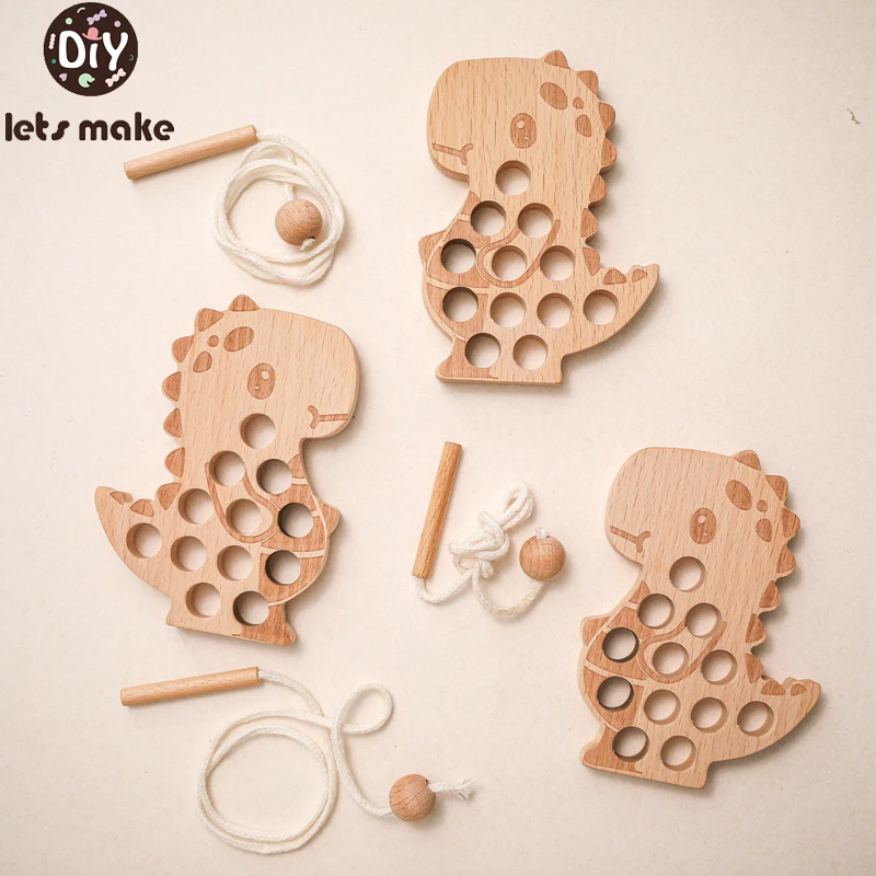 

Детские деревянные игрушки Монтессори 1 шт., доска для нарезки динозавров, буковая деревянная обучающая игрушка, пуговицы из бисера, строительные блоки, подарки