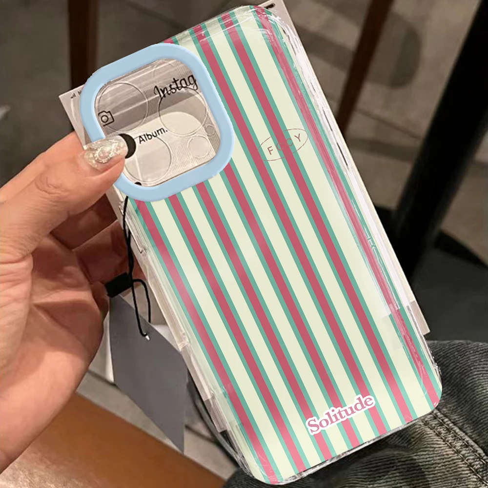 Korean Fashion Pink Texture Clear Phone Case