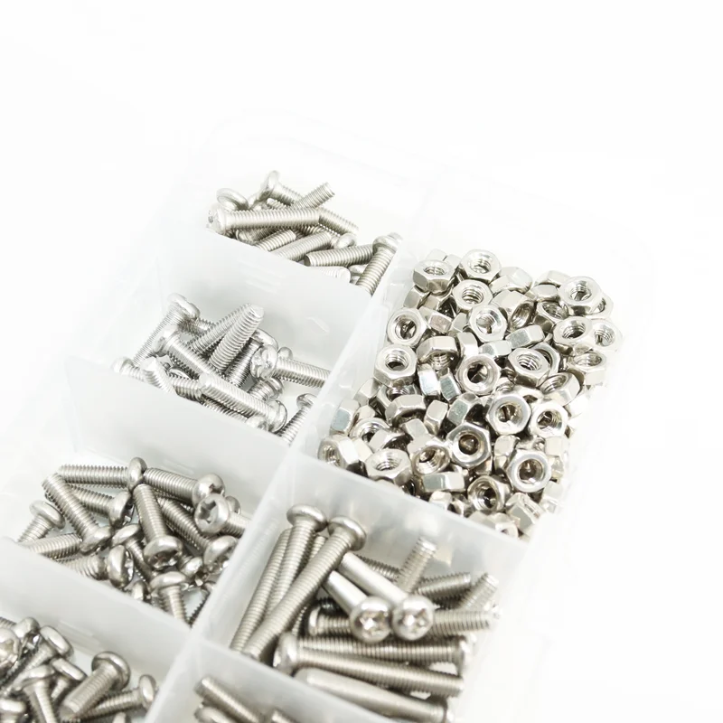 Screw Bolt Nut Set Hex Head Screw M1 M1.2 M1.4 M1.6 M2.5 M3 304 Stainless Steel Phillips Round Head Cross Hexagon for Motherboard PCB
