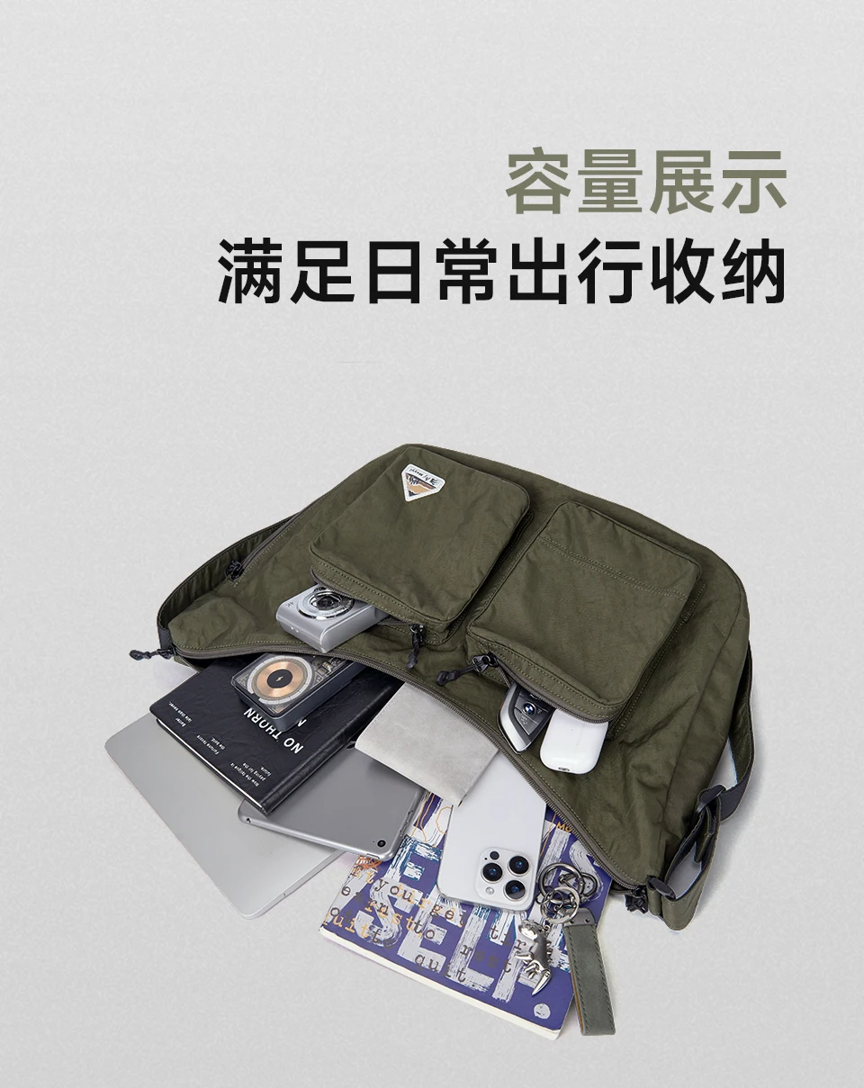 MOYYI Stilvolle Herren-Umhängetasche, große 15-Zoll-Laptop-Umhängetasche, leichte Sport-Reise-Umhängetasche, Design mit mehreren Taschen – Detail 4