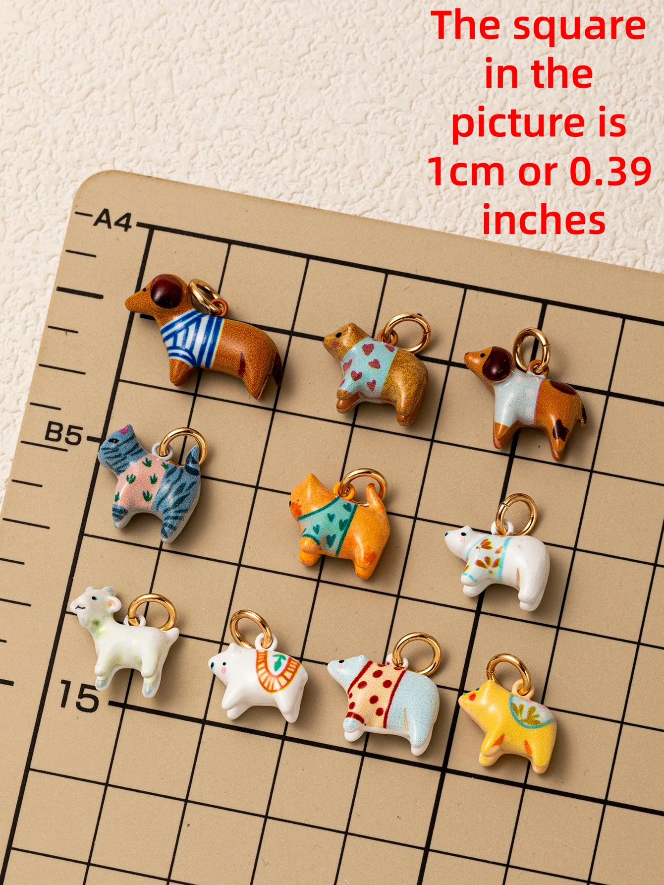 Ins Bestseller Niedliche Neue Tier-Serie Kleine Blumen-Liebes-Gitter-Bären DIY-Anhänger Charms für Schmuck