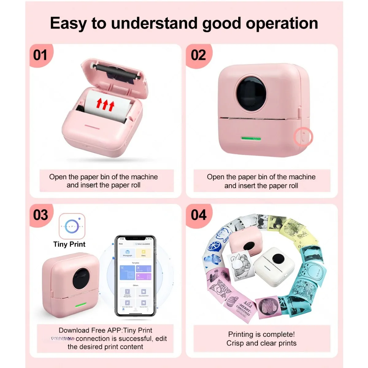 [Portable Thermal Printer] Portable Thermal Printer with Wireless, USB-Powered Mobile Printer with Thermal Printing Paper