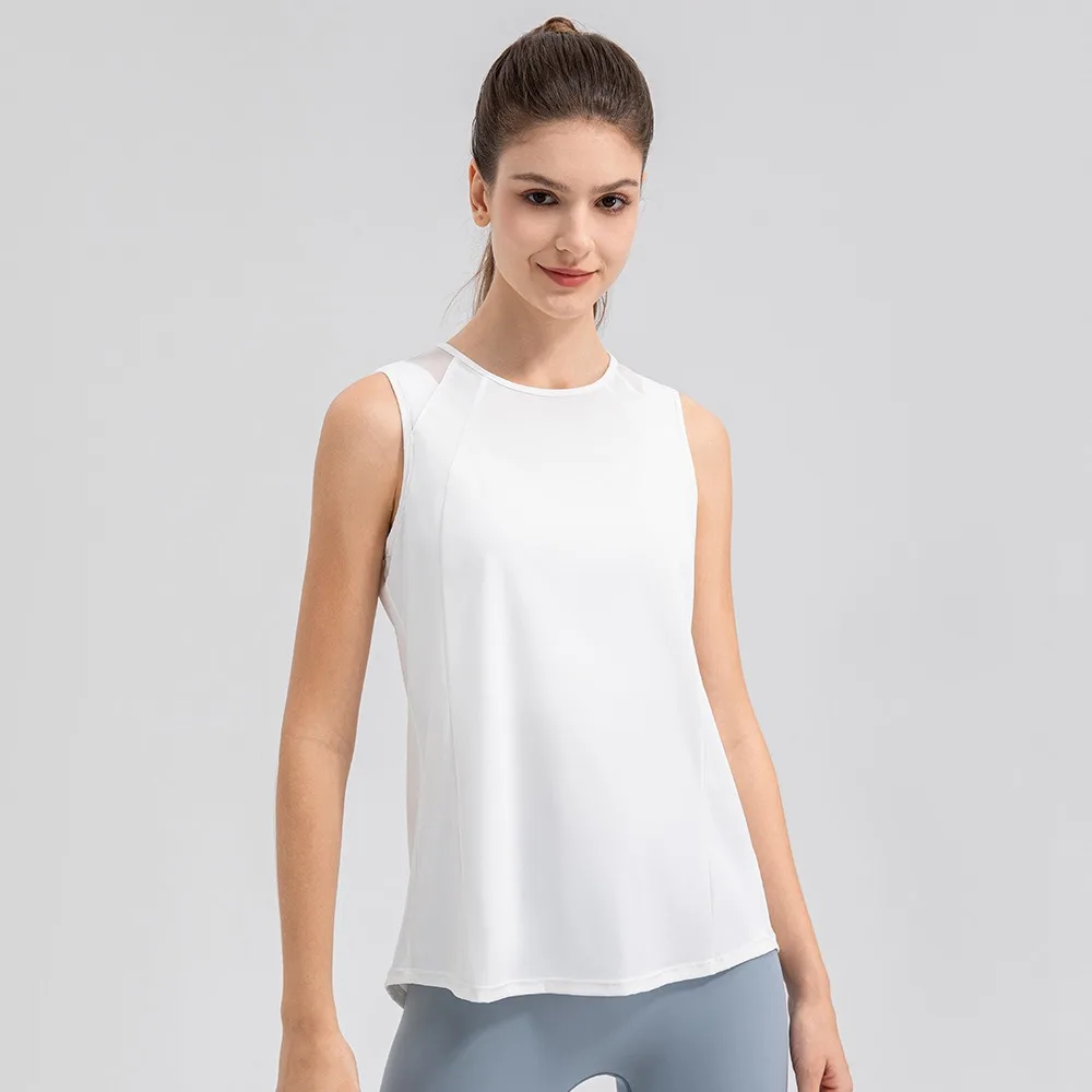 Women Summer Lightweight Cool Sports Cover Up Quick Dry Yoga Vest Loose Breathable Fitness Running Top - 5