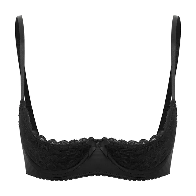 Soutien-gorge Sexy en dentelle pour femmes, Lingerie à armatures, demi-tasse, Push Up, sous-vêtements chauds, poitrine exposée, brassière à armatures 1