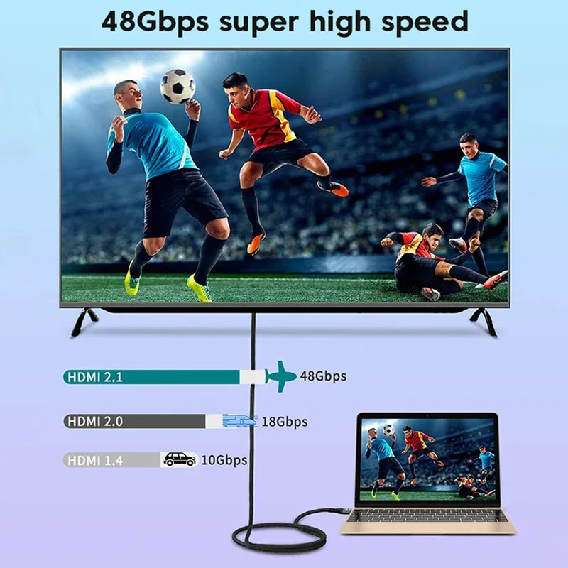 HDMI 2.1 Cable HDMI Cord 8K 60Hz 4K 120Hz 48Gbps Adapter UHD HDR Ultra High Speed HDR for HD TV Projector Laptop PS4 PS5