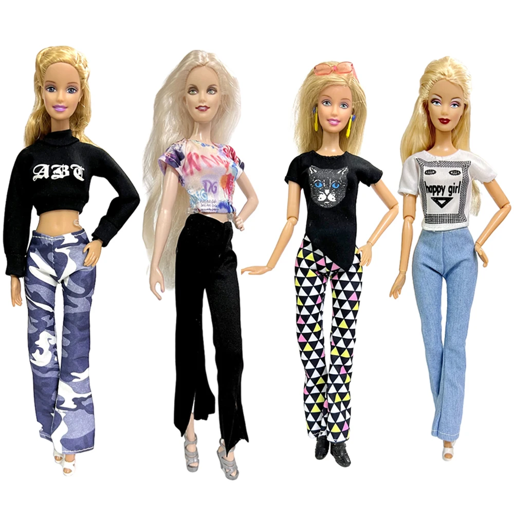 Nk 4 Pz/Set 1/6 Doll Outfit Fashion Shirt Casual Trougeres Abbigliamento Quotidiano Vestiti Per Barbie Doll Accessori Giocattoli