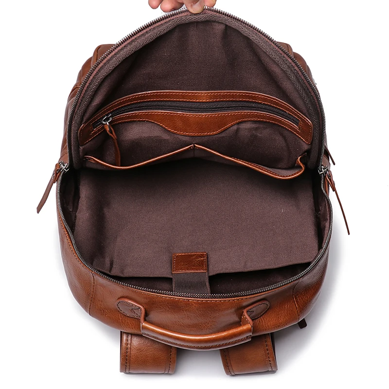 2023 Men's Genuine Leather Business Outdoor Travel Backpack Cowhide Large Capacity Multifunction Fashion Trend Computer Bag