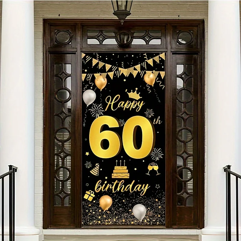 Logo du 60e anniversaire avec fond doré et noir | Vecteur Premium