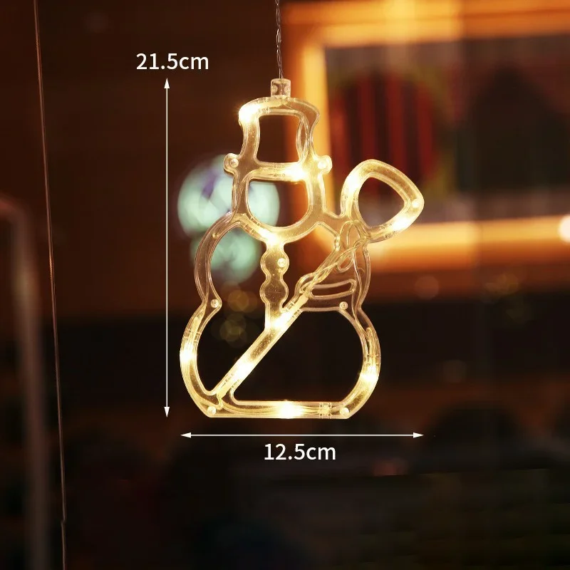 2 Stück LED-Lichterketten mit Saugnapf, Weihnachtsmann, Schneemann, Fensterbeleuchtung, Weihnachtsbaum-Dekoration_voghion.com