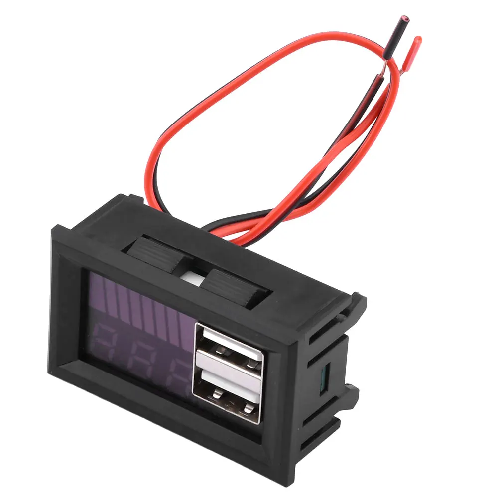 Dual USB 5V 2A Car Voltmeter Voltage Meter Panel 12V Lead Acid 3S Lithium Battery Capacity Indicator Power Tester 3