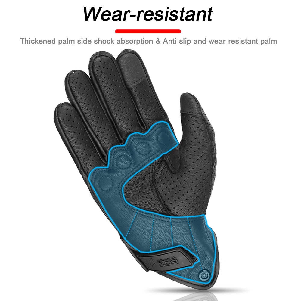 Motorcycle Gloves Vintage Genuine Leather Perforated Motorbike Gloves Men Women Retro Summer Breathable Motorcycle Motocross Racing Street