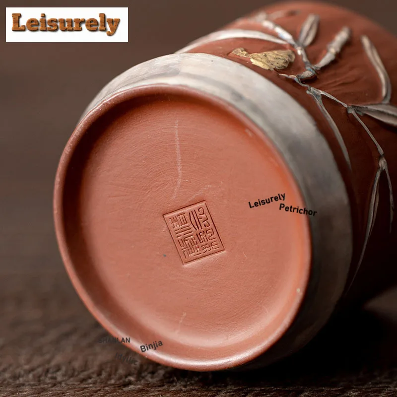 Relief Silver Drawing Zisha Teacup Creative Tea Bowl Beautiful Tea Cup Tea-tasting Smelling Cup Chazhan Master Cups Tea Services