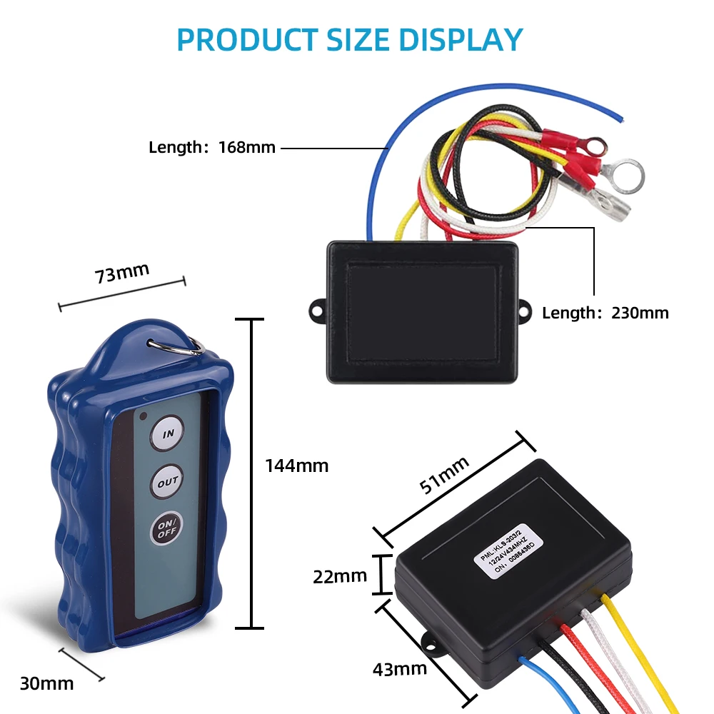 12V-24V 433MHz Winch Wireless Remote Controller Switch Kit For Truck Jeep SUV ATV Winch
