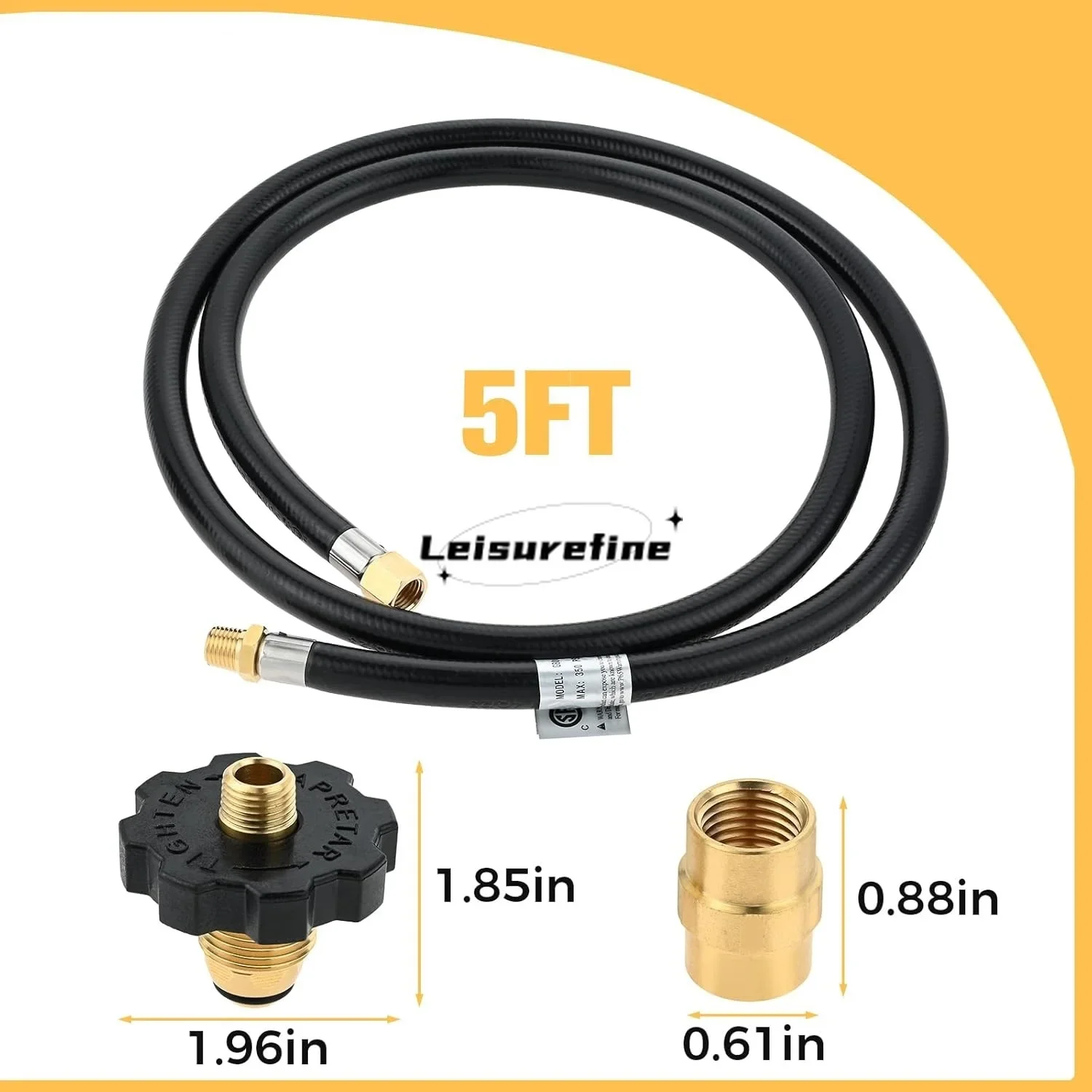 1/4 In NPT Propane Appliance Extension 5ft High Pressure Hose For Gas Grill Soft Nose POL Fitting 1/4" NPT Female Brass Coupler