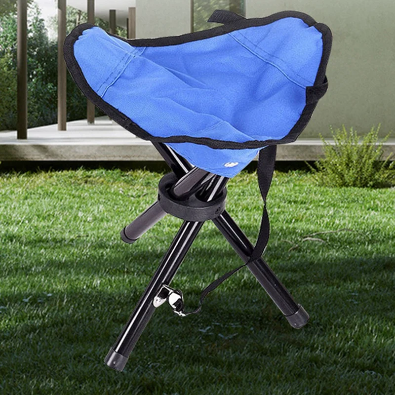 

1Set Portable Tripod Seat Camping Walking Fishing Mountaineering Picnic Beach Bbq Oxford Seat Blue