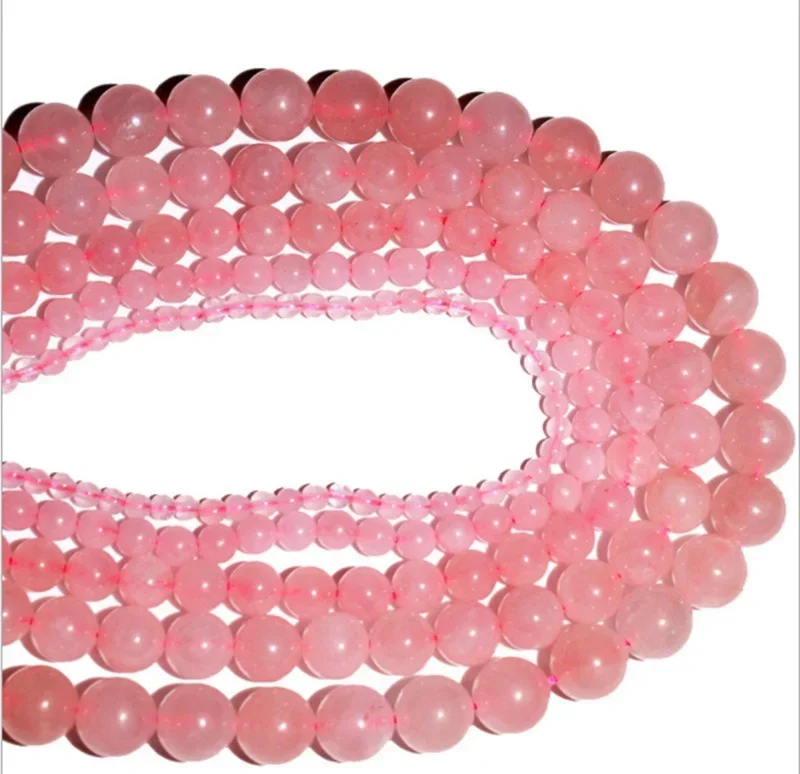 

Pink Quartz Loose Beads Natural Gemstone Smooth Round Stone Bead for Jewelry Making