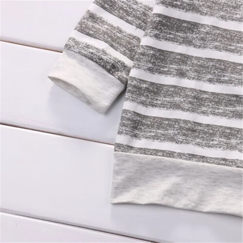 0-18months Baby Boys 3pcs Clothes Set Wide Striped Top Long Drawing Straps Elastic Band Pant Beanie Hat Outfit For Infant Boys 5