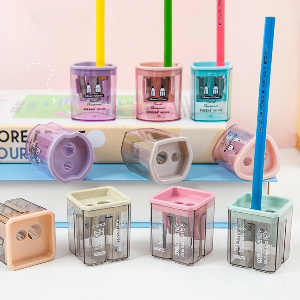 

Creative Double Hole Pencil Sharpener Plastic Simple Pencil Cutter Small Pencil Sharpener Sacapuntas Office School Stationery