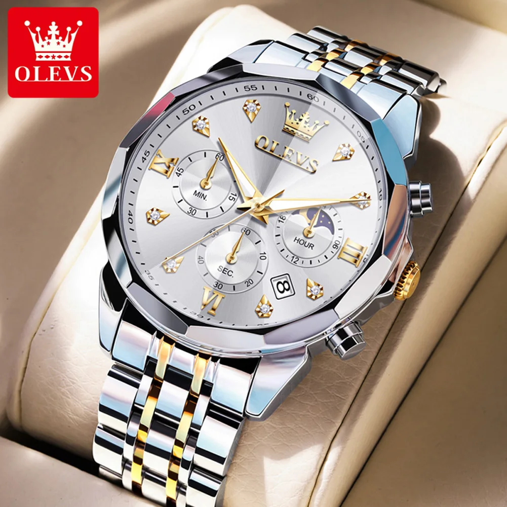 OLEVS Luminous Chronograph Men's Waterproof Quartz Watch - Auto Date, Business Sport Design