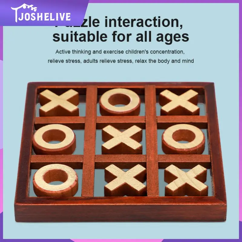 Parent-Child Interaction Wooden Board Game XO Tic Tac Toe Chess Funny Developing Intelligent Educational Toy Puzzles