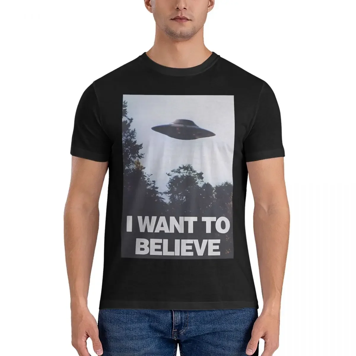 

I Want To Believe T Shirts Men 100% Cotton Vintage T-Shirts Crew Neck The X-Files TV Tees Short Sleeve Tops Birthday Present