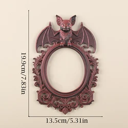 Vintage Wine Red Bat Carved Resin Photo Frame - Gothic Dark Style Wall Decor Halloween Ornament (3029 - Burgundy)