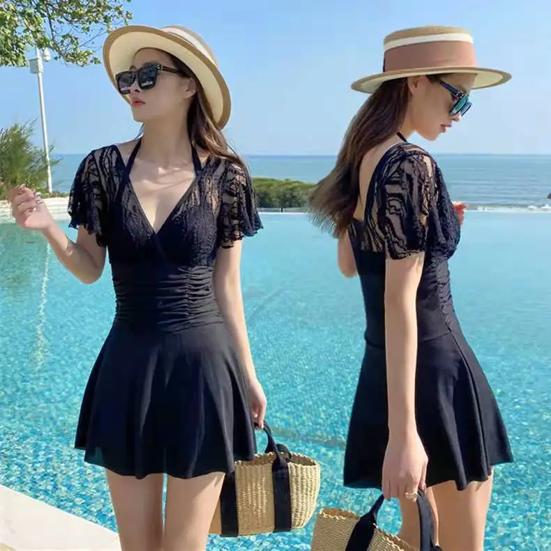 

2023 New Korean Style Sexy One Piece Swimwear Women Swimsuit Beachwear Monokini Swimming Suit Bodysuit Bathing Swimskirt