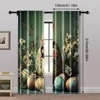 2pcs, Curtain Fabric 2D print Charming retro Easter bunny Polyester Easy Install (without rod) Versatile All Ldeal for Bedroom, 5