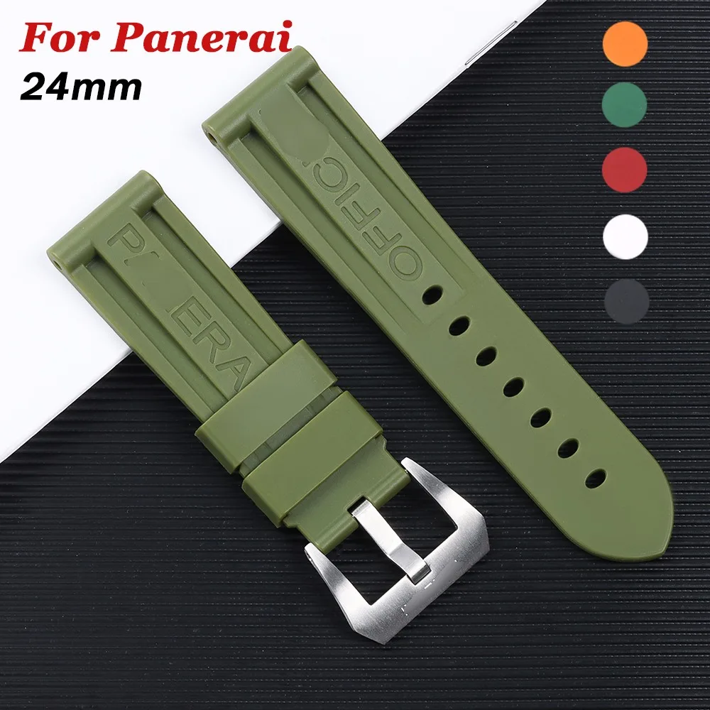 Bracelet De Montre Silicone 24mm Pour Panerai PAM – Sport Noir – Homme/Femme