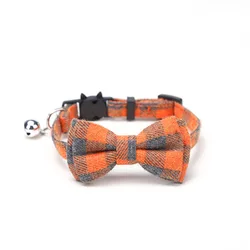 Plaid Christmas Red Adjustable Pet Collar with Bow Tie and Bell - 1 X 28cm (5)