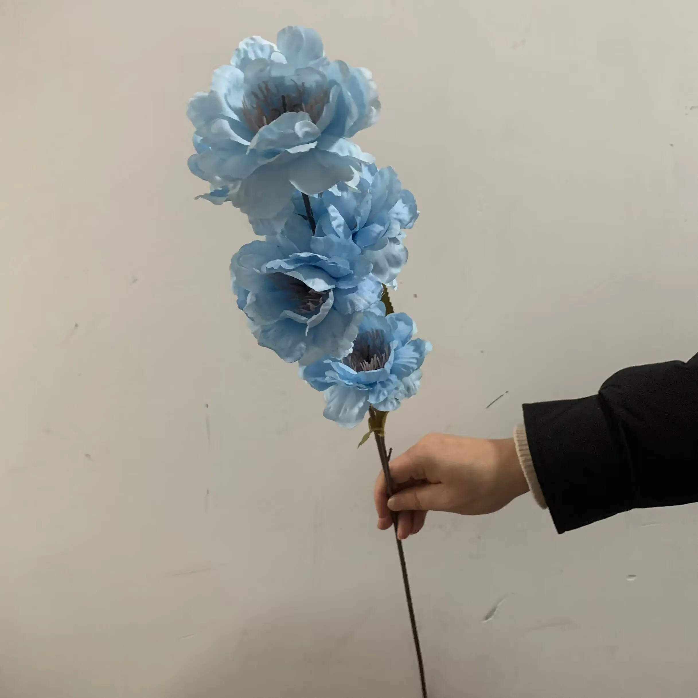 Dia 9cm 6 머리/가지 모란 파란색 보라색 인공 꽃 웨딩 파티 장식 꽃 꽃다발 DIY 액세서리 커피