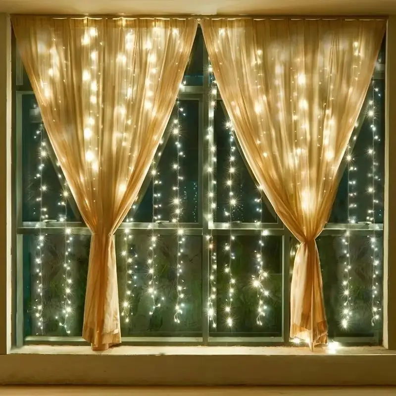 Guirnalda de luces LED para decoración de bodas, guirnalda de luces LED con control remoto por USB, para Navidad, hogar y dormitorio