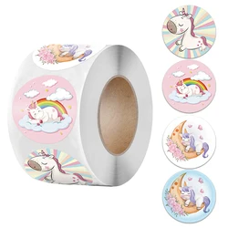 Autocollant licorne mignon pour enfants, 1 pouce, 50 à 500 pièces, décoration classique en jouet pour enseignant à l'école, récompense, Animal 