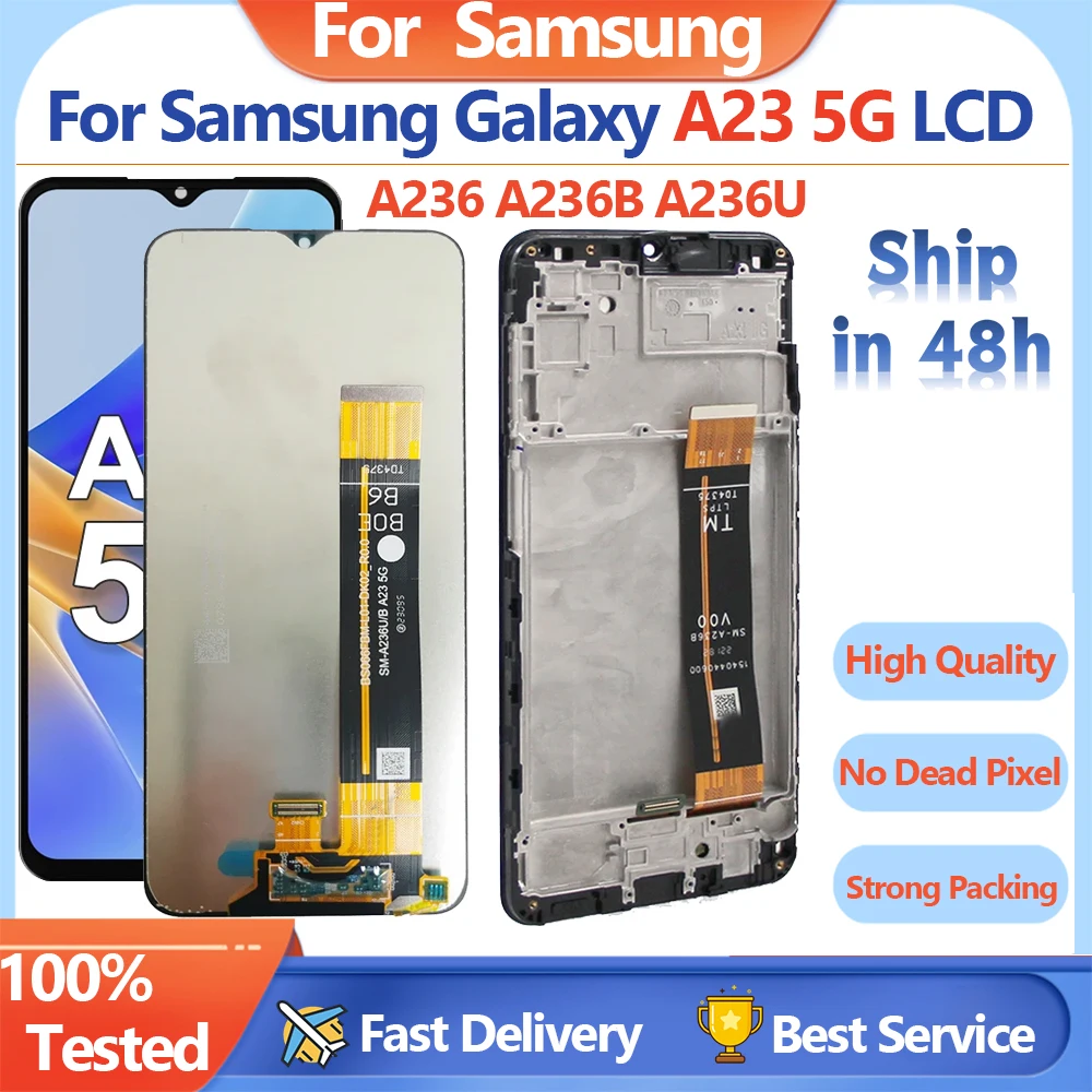 

ЖК-дисплей 6,6 дюйма для Samsung Galaxy A23 5G A236 A236B A236U, сенсорный экран с рамкой и дигитайзером в сборе для экрана A236U1