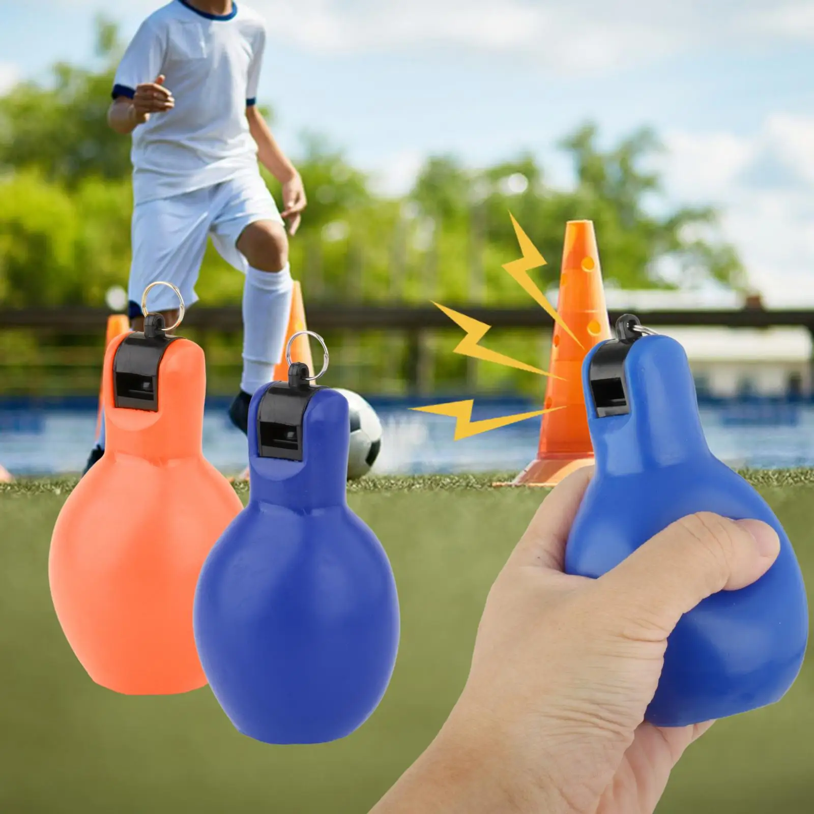 2 Pcs Portable Loud Sound Hand Squeeze Whistles Coaches Whistle for Basketball Trekking Walking Football Boating 2