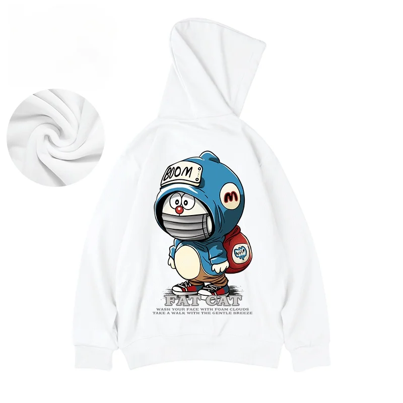 

Women's casual sports shirt White long sleeved versatile hoodie American cartoon print design Couple style top anime hoodie