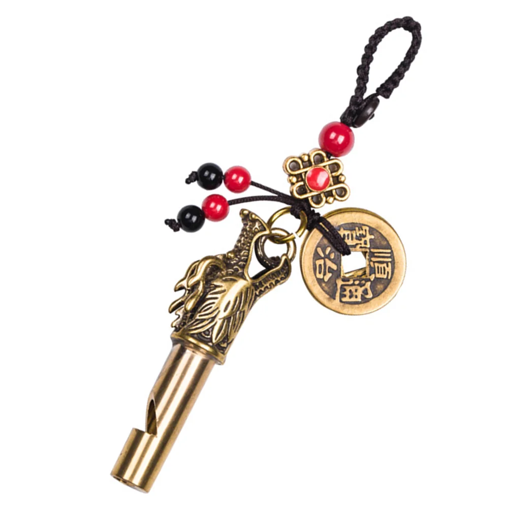 

Whistle Keychain Outdoor Survival Delicate Pendant Retro Brass Camping Asking Help Elegant Decor