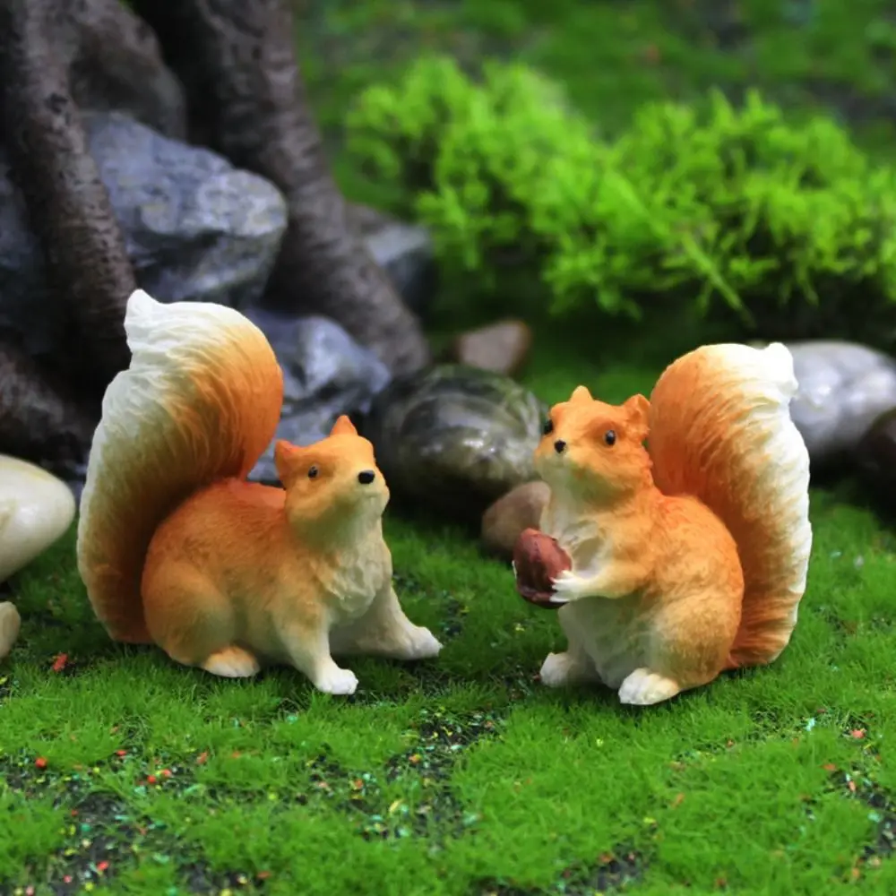 

Mini Animals Statue Micro Landscape Ornaments Cute Simulation Little Squirrel Resin Crafts Accessories Flower Pot Decoration