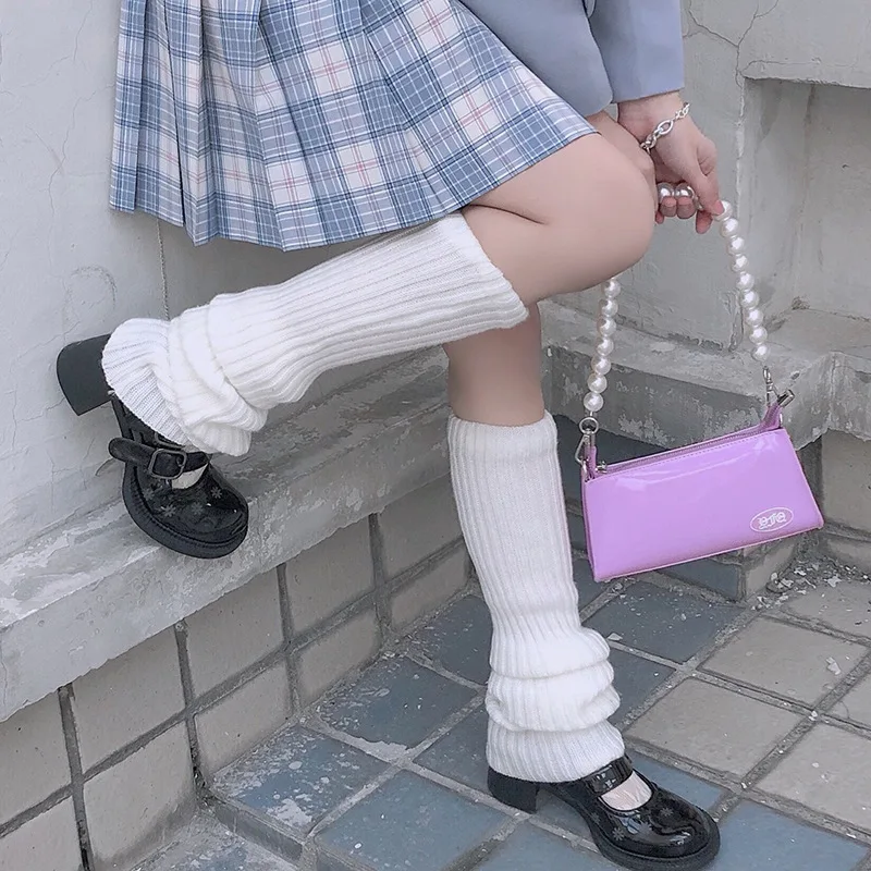 

New Lolita Sweet Girl Warmers Knitted Foot Cover Leg Warm Socks Women Slim Long Winter Sock Cosplay Heap Heap Socks 70cm
