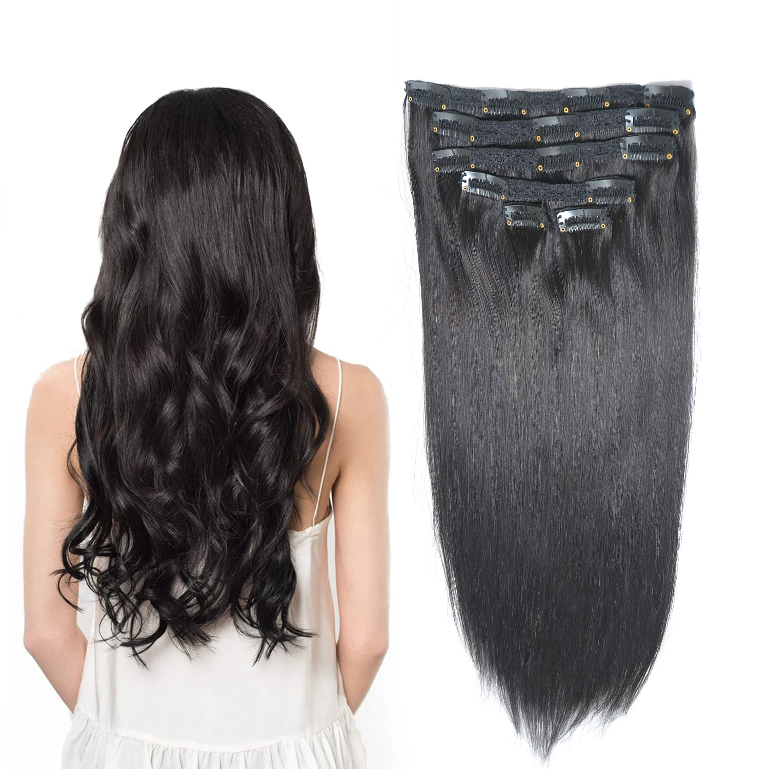 Clip On Human Hair Extensions Ombre Color 70g 120g Remy Human Hair
