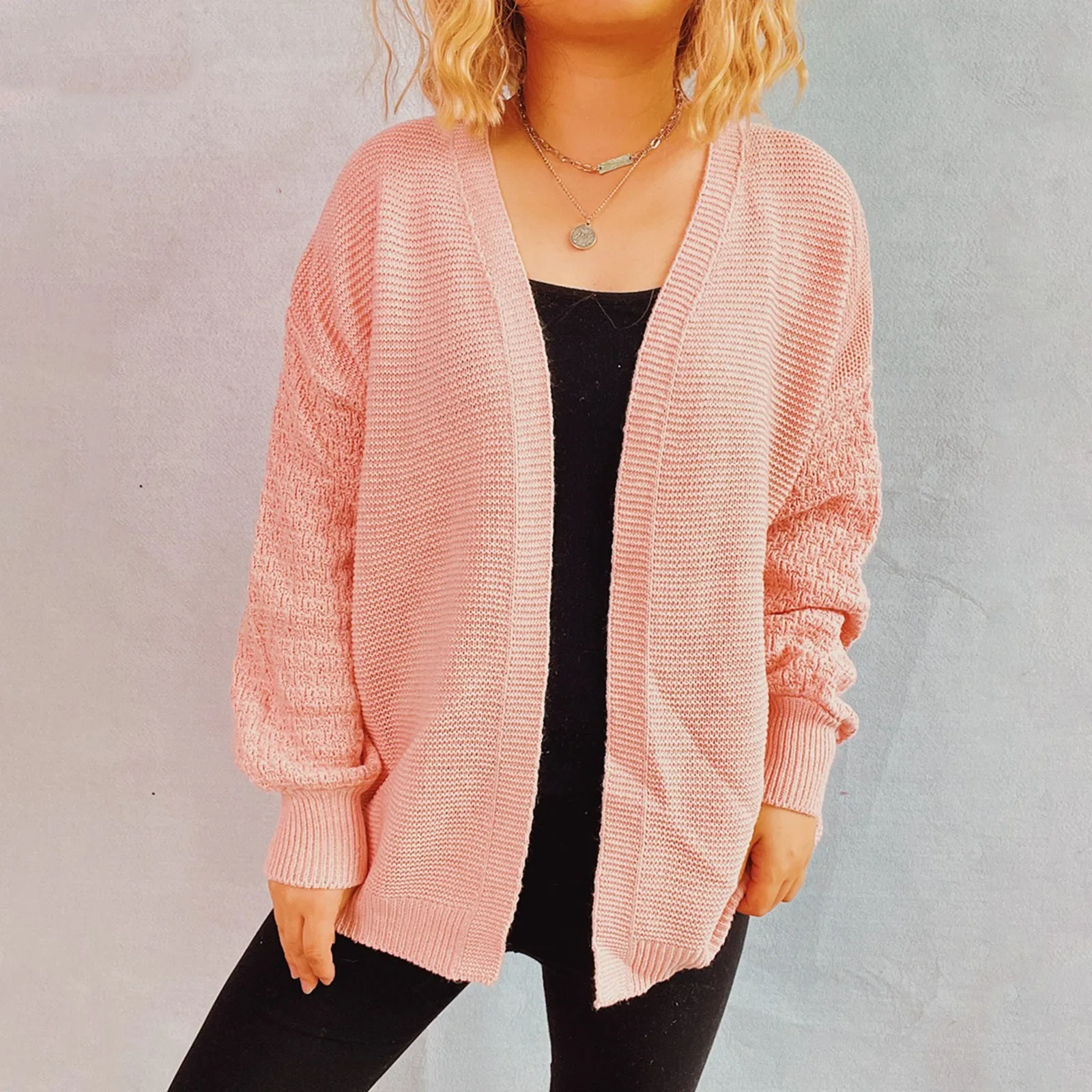 

Women Sweater Jacket Casual Loose Vintage Candy Colored Sweater Lantern Sleeve Knit Cardigan Coat Solid Color Knitting Coat