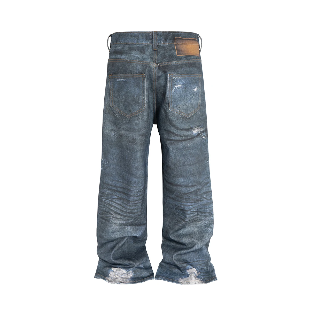 Distressed 3D Digital Print Hole Ripped Baggy Jeans Men Women Vintage Streetwear Casual Denim Trousers Oversize Cargos
