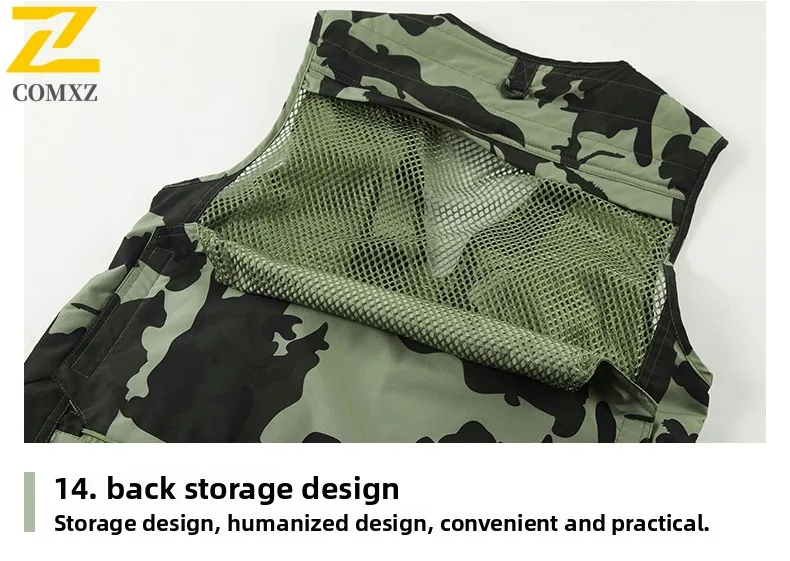 EIAO Men's Camouflage Tactical Vest Lightweight Multi-Pocket Sleeveless Jacket for Photography Fishing Outdoor Adventures Sports