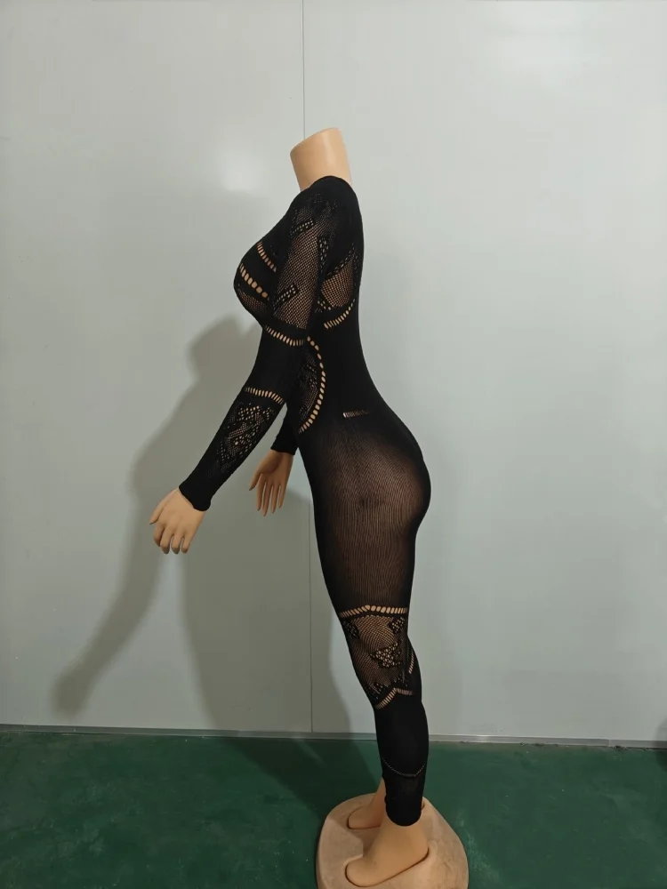 Wmstar jumpsuit women wholesale hollow out see through Thick wearable one piece pajamas and tight alluring one piece pants 2025