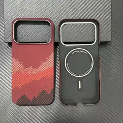 Custodia per telefono ultra-sottile in Kevlar di lusso, leggera, con MagSafe e protezione anti-urti