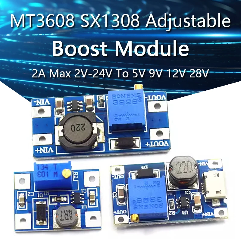 1-10PCS MT3608 SX1308 Adjustable Boost Module DC-DC Step Up Converter ...