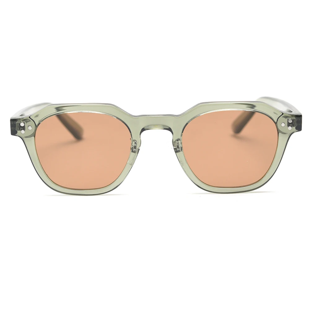 Peekaboo korean style retro sun glasses for women TR90 frame polygon polarized sunglasses uv400 male green brown 2023 summer 3