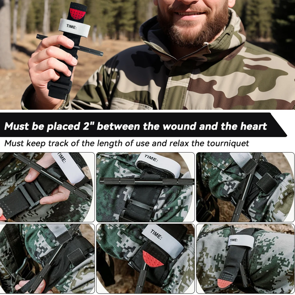Tourniquet kit Tourniquet Tactical Emergency Strap Single Handed Medical First Aid Equipment for Hiking Camping Travel Outdoor Sports Emergency
